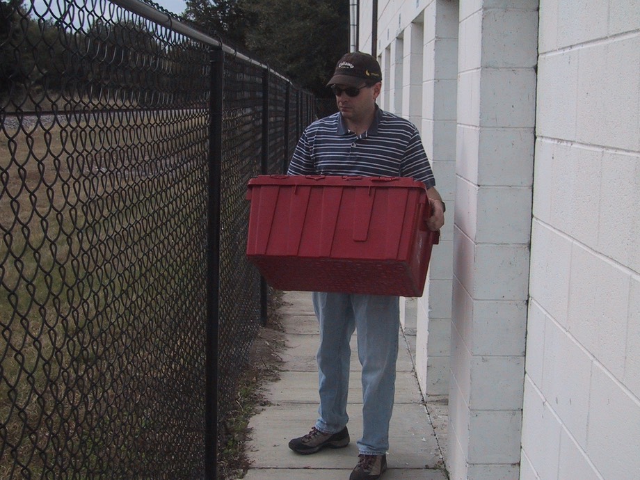 "Bargain Bins" walking path Clay Street Storage